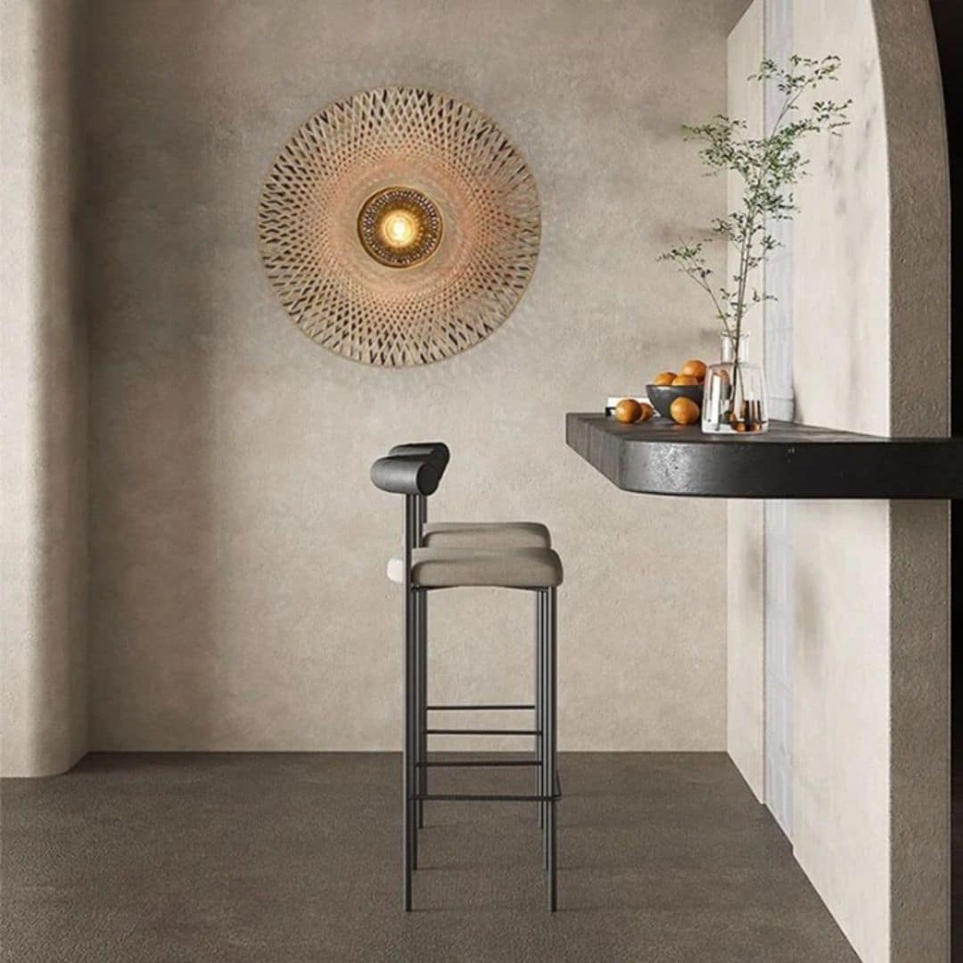 Applique murale rotin ronde et artisanale