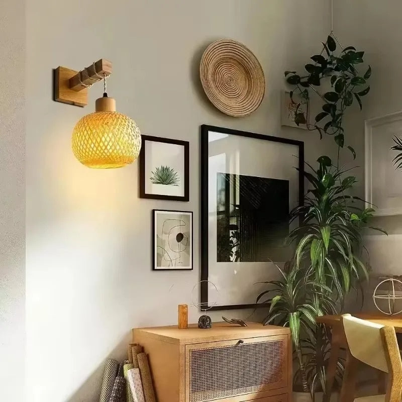 Applique murale rotin de style traditionnel