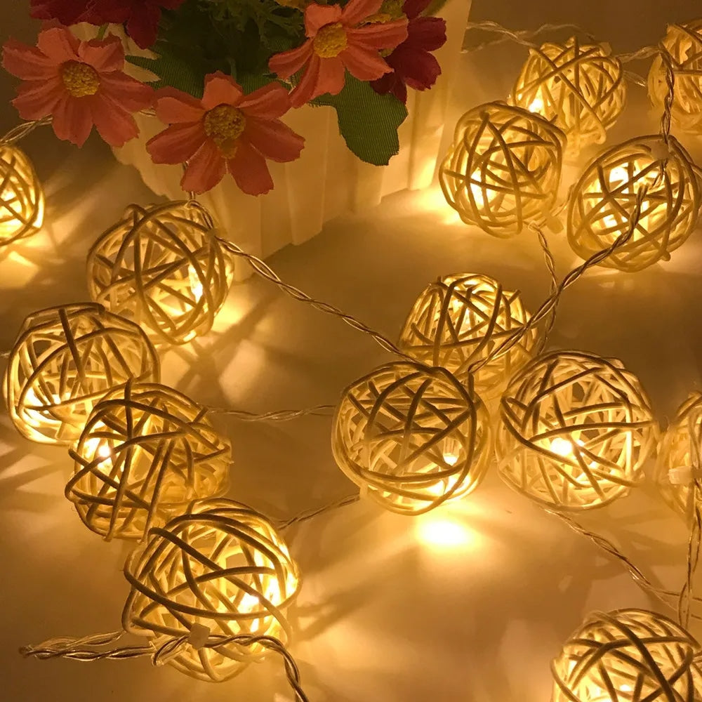 Guirlande lumineuse rotin élégante et décorative