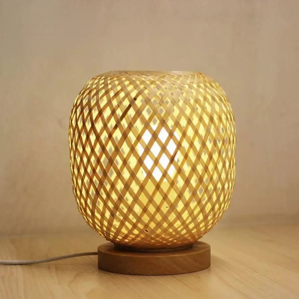 Lampe de chevet rotin tressée à la main au style chinois
