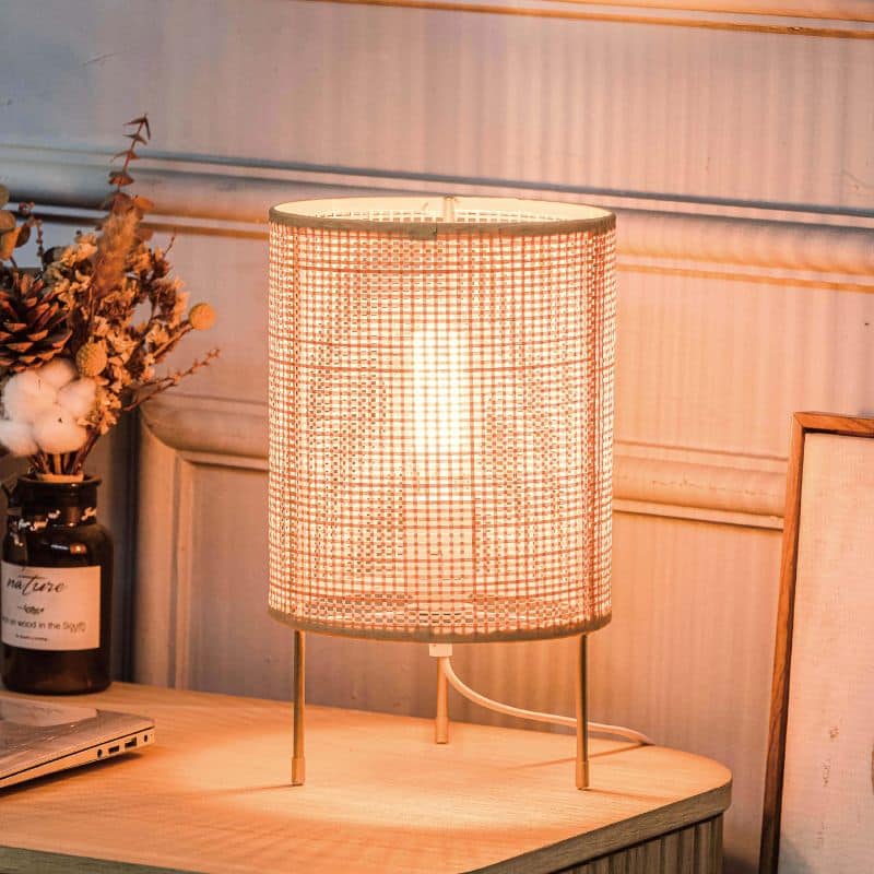 Lampe de chevet rotin vintage et réglable