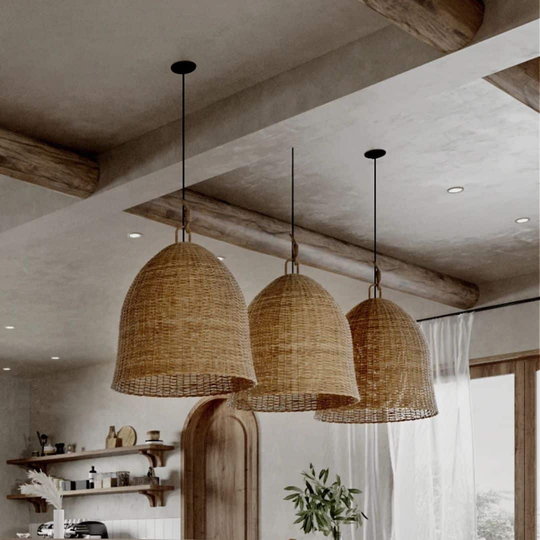 Lustre rotin artisanal au design vintage