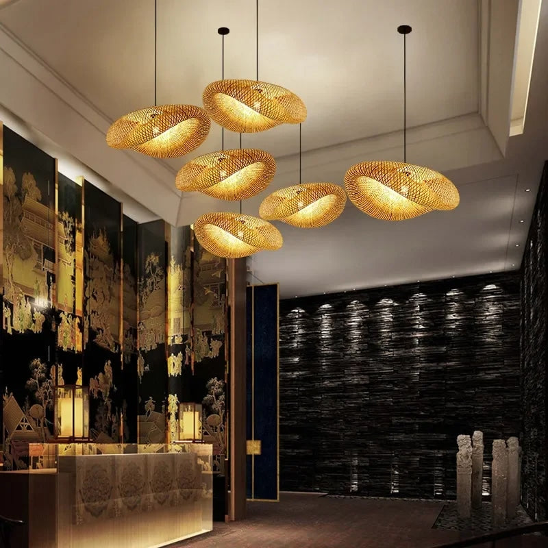 Lustre rotin décoratif de style asiatique