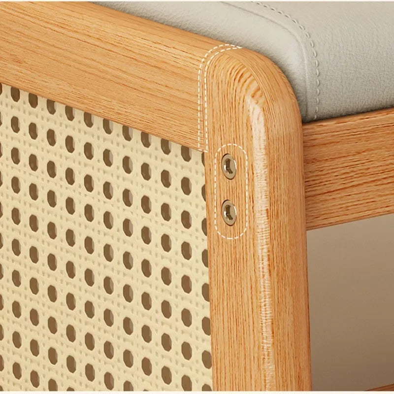 Meuble chaussure rotin en forme de banc