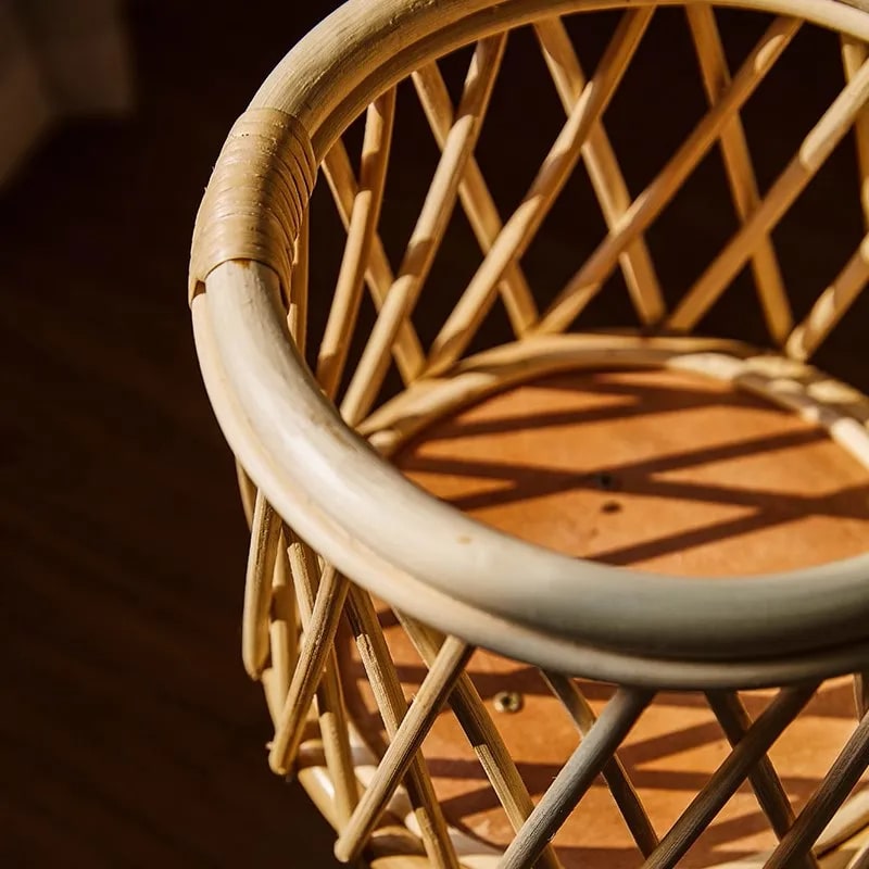 Porte plante rotin rustique de style japonais