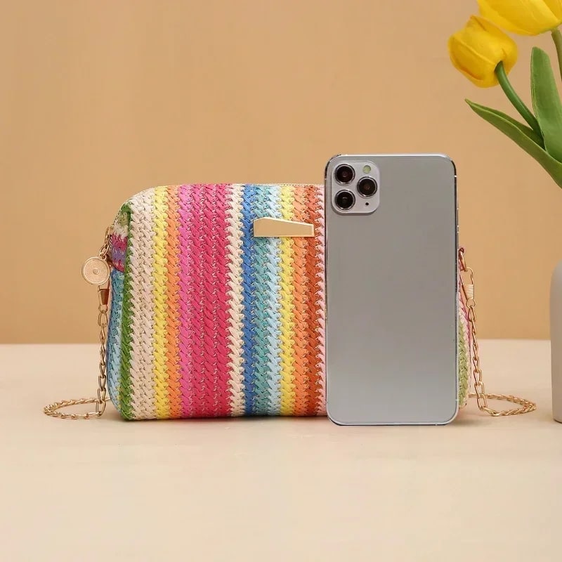 Sac effet rotin multicolore de style moderne