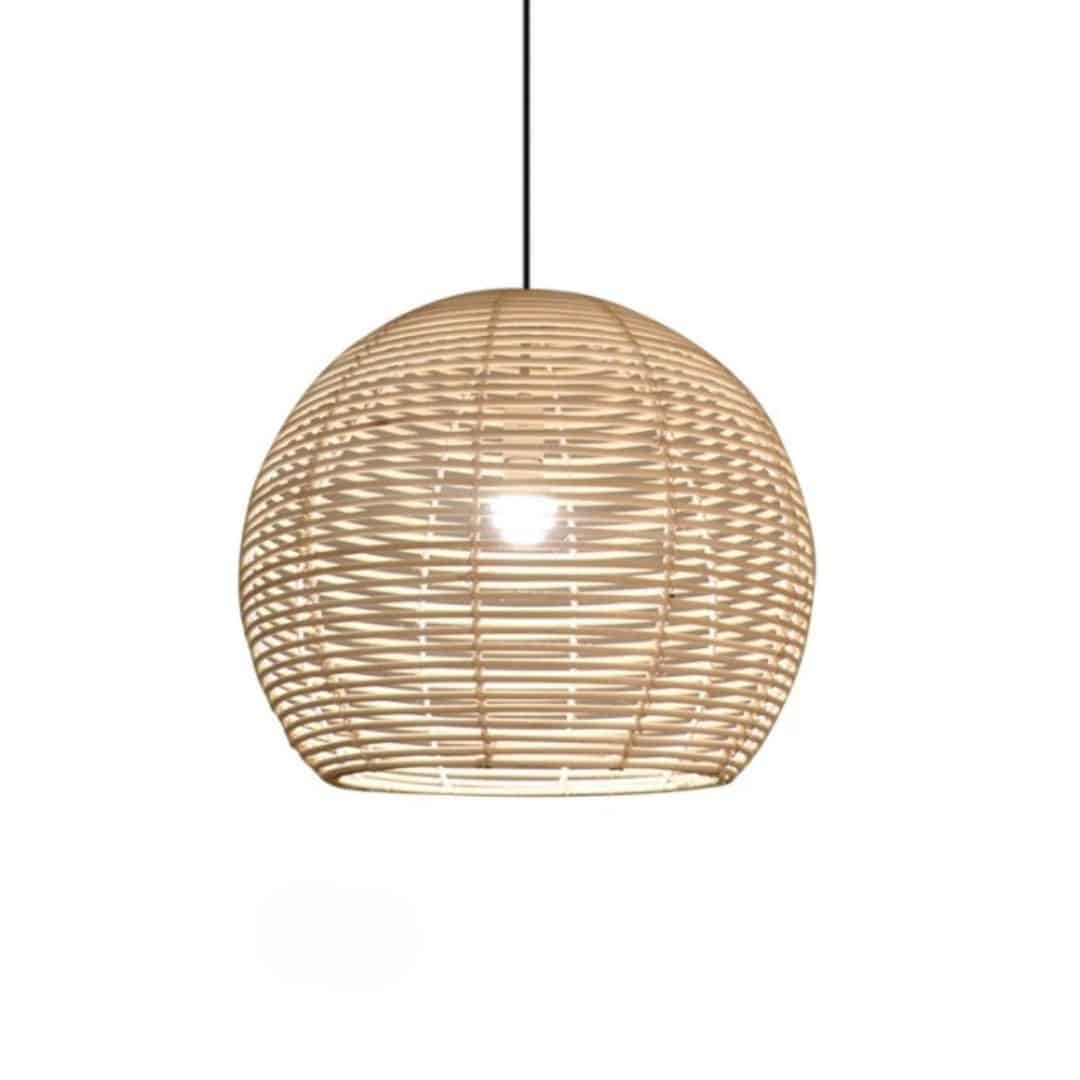 Suspension rotin blanc de style asiatique