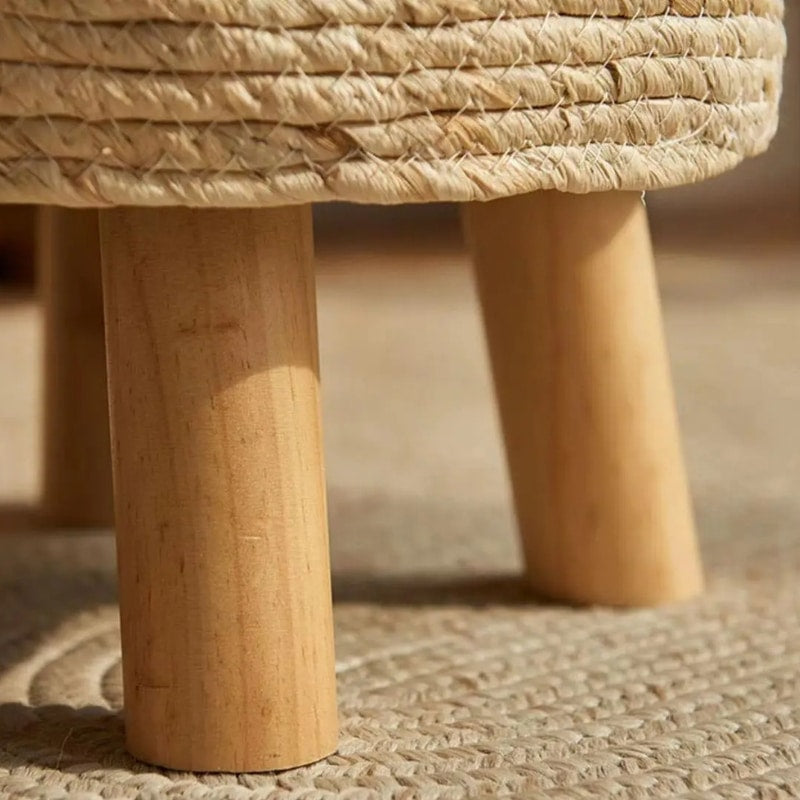 Tabouret rotin rond et simple style vintage