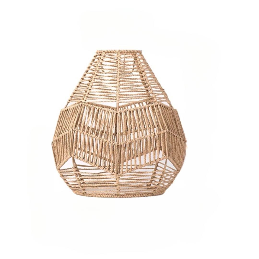 Abat-jour effet rotin beige en corde de papier
