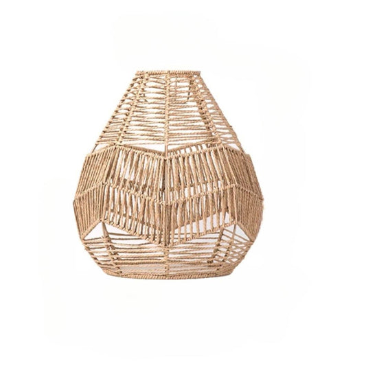 Abat-jour effet rotin beige en corde de papier