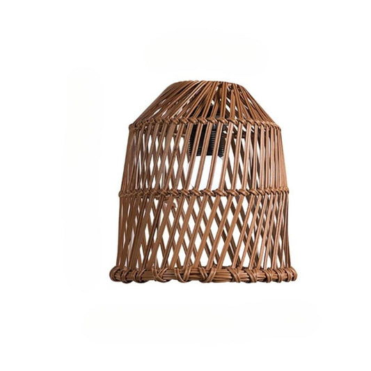 Abat-jour effet rotin marron de style vintage