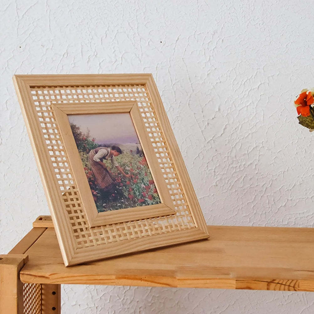 Cadre rotin rectangulaire de style vintage
