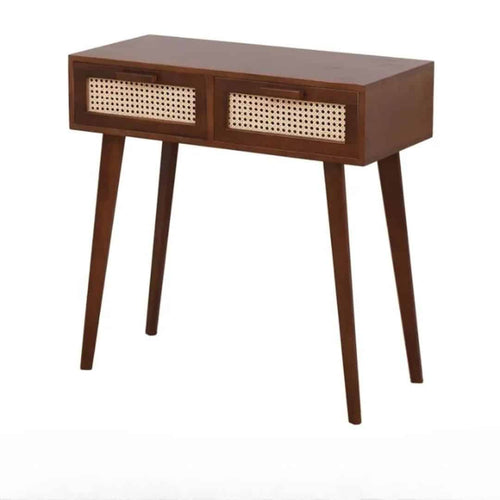Console rotin marron avec deux compartiments