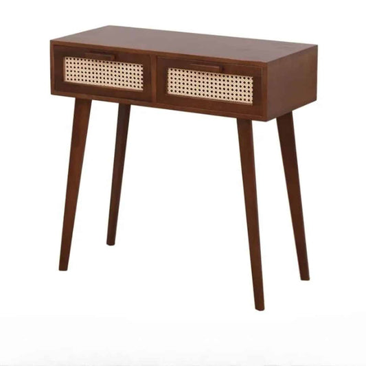 Console rotin marron avec deux compartiments