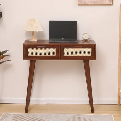 Console rotin marron avec deux compartiments