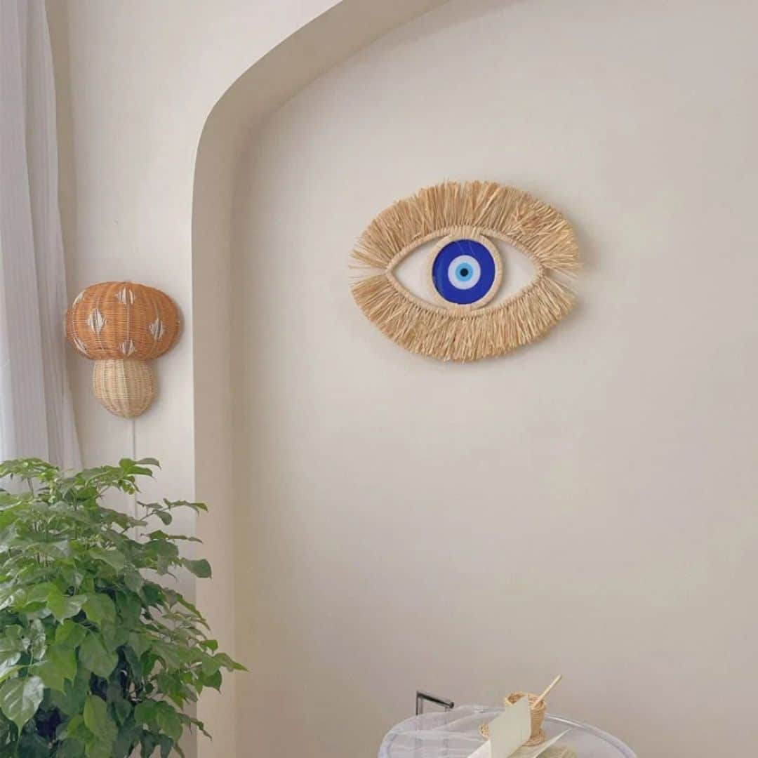 Décoration murale rotin au design d’œil
