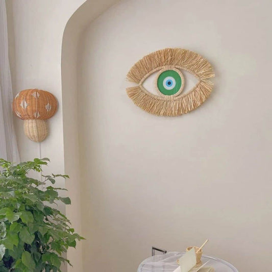 Décoration murale rotin au design d’œil
