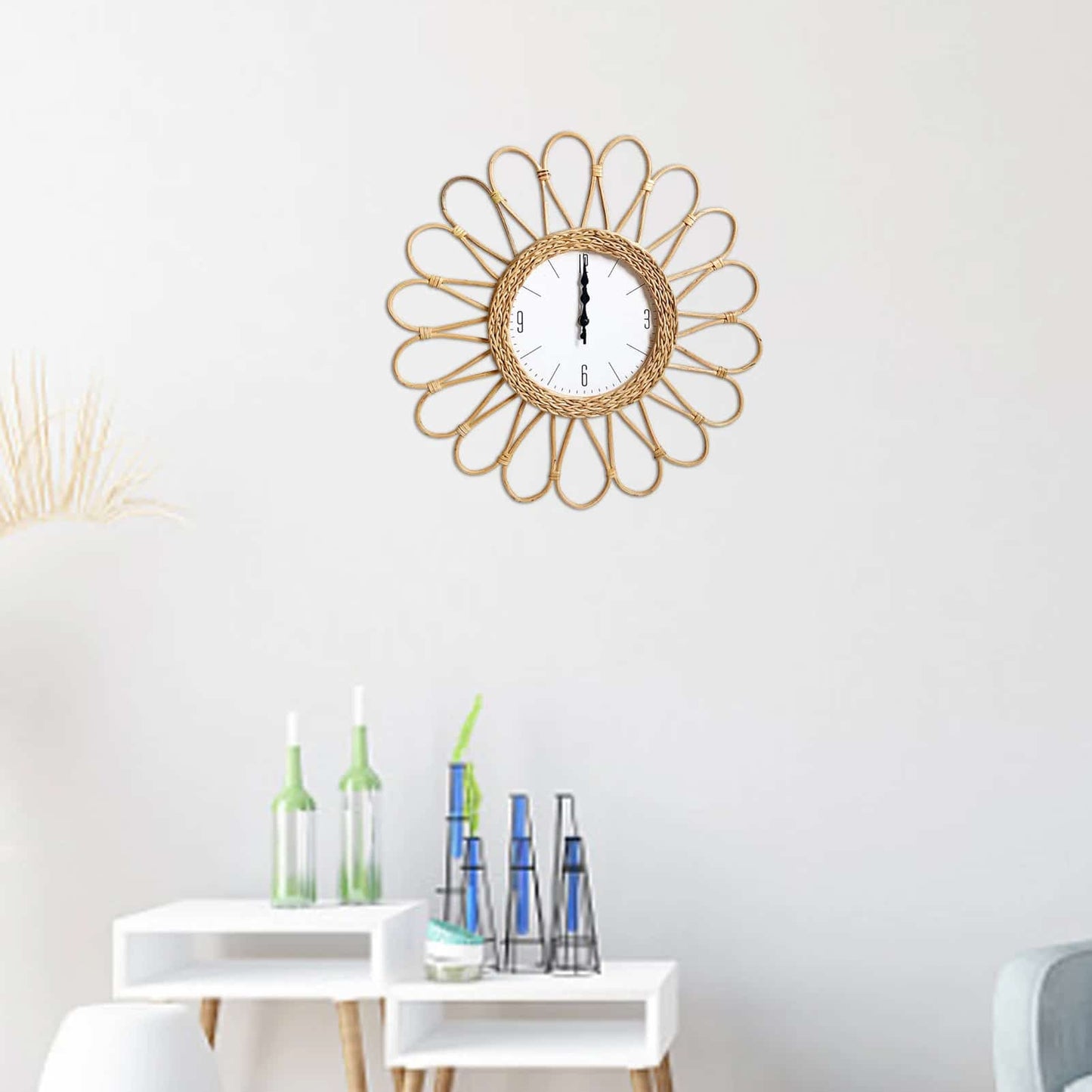 Horloge rotin tissée à la main au style vintage