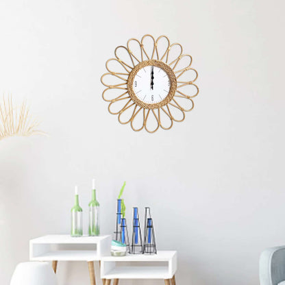 Horloge rotin tissée à la main au style vintage