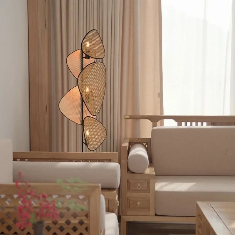Lampadaire rotin créatif de style japonais
