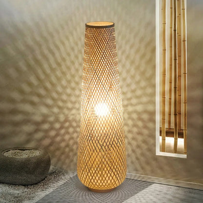 Lampadaire rotin rétro de style japonais