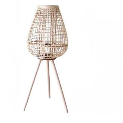 Lampadaire rotin et vintage sur trépied