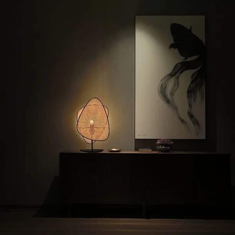 Lampe de chevet rotin originale au style japonais
