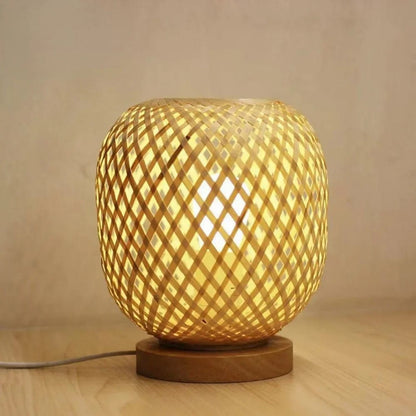 Lampe de chevet rotin tressée à la main au style chinois