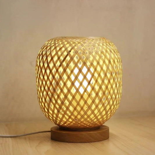Lampe de chevet rotin tressée à la main au style chinois