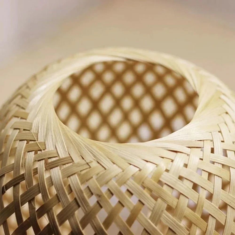 Lampe de chevet rotin tressée à la main au style chinois