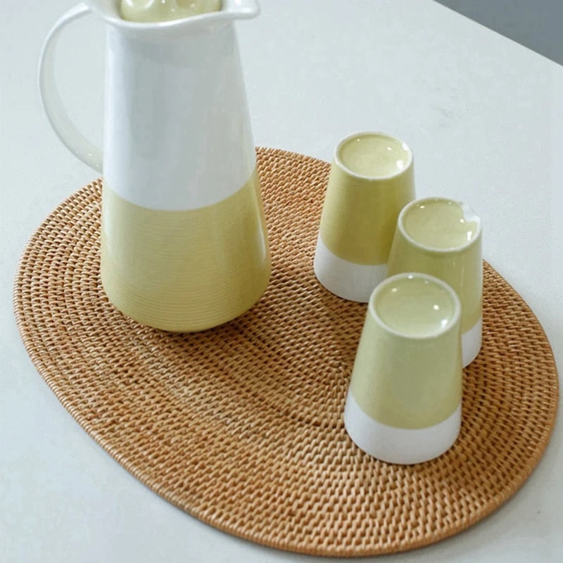 Lot de 4 sets de table rotin ovales