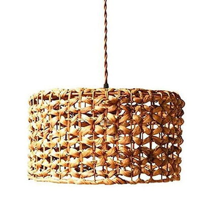 Lustre rotin circulaire et vintage