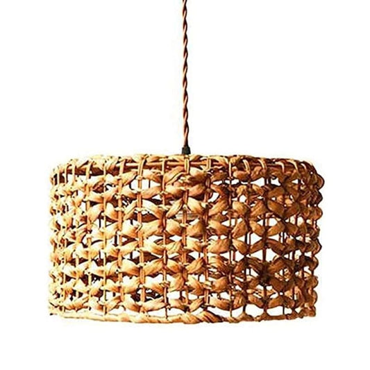 Lustre rotin circulaire et vintage