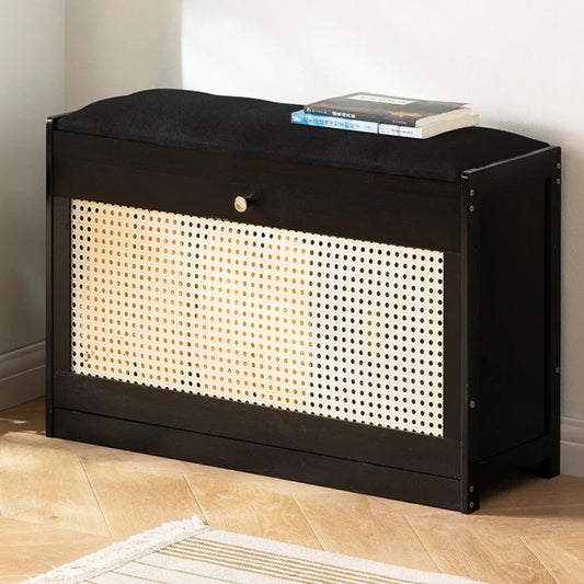 Meuble chaussure effet rotin moderne et polyvalent