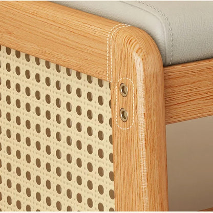 Meuble chaussure rotin en forme de banc