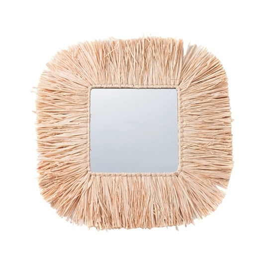 Miroir rotin carré tendance et fonctionnel