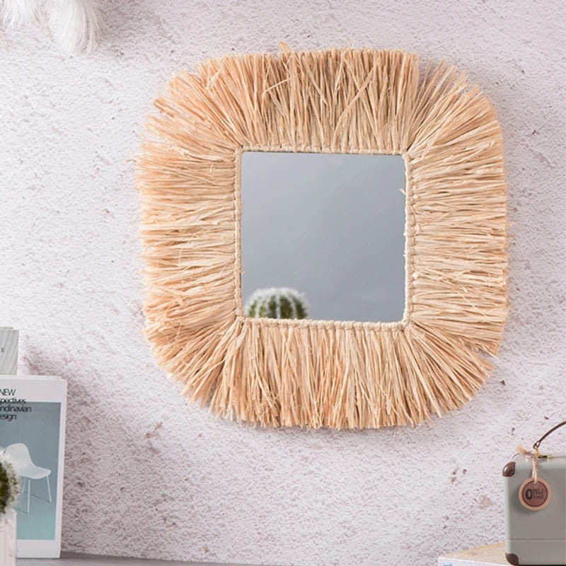 Miroir rotin carré tendance et fonctionnel