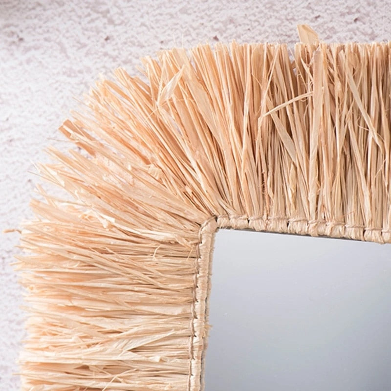Miroir rotin carré tendance et fonctionnel