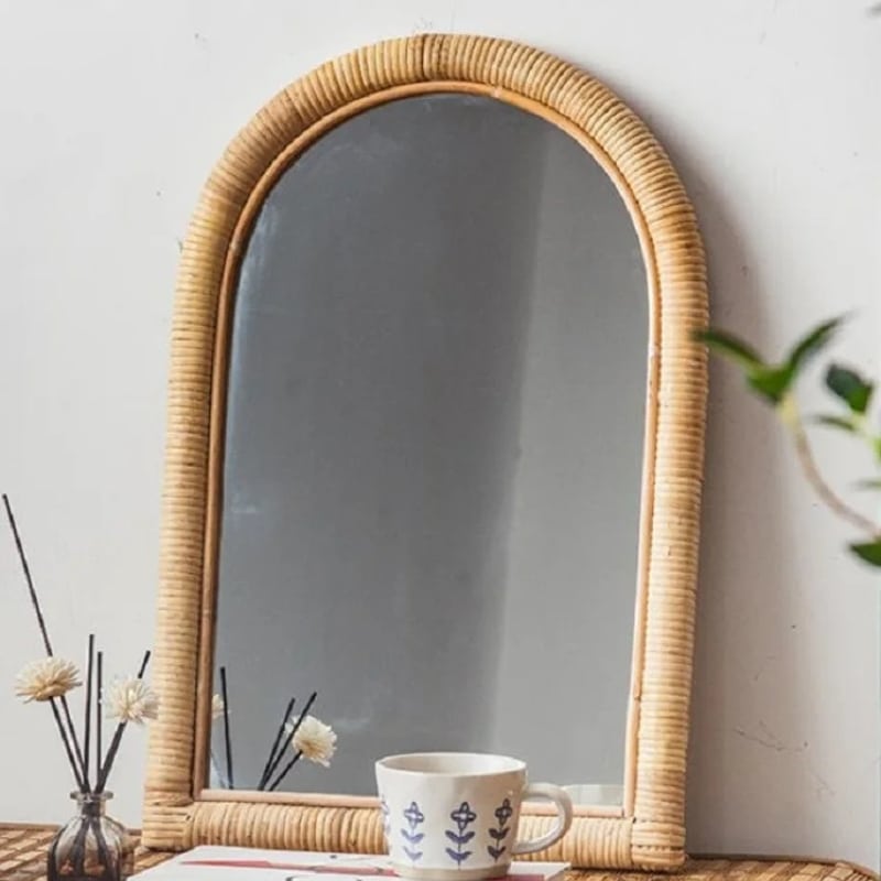 Miroir rotin rectangulaire naturel style moderne