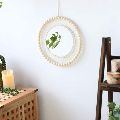 Miroir effet rotin avec perles