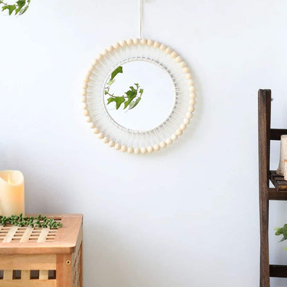 Miroir effet rotin avec perles
