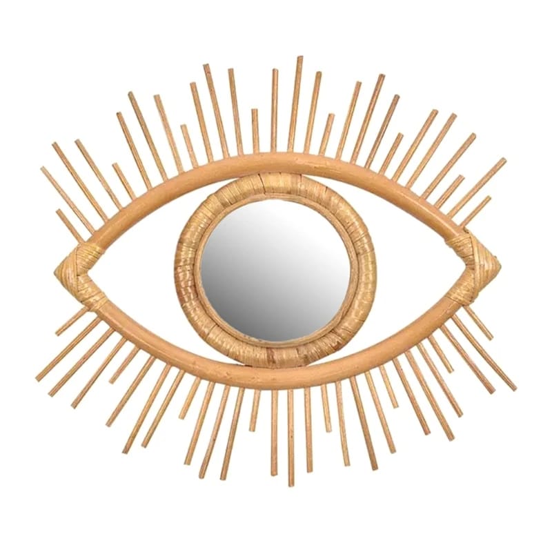 Miroir rotin en forme d'œil