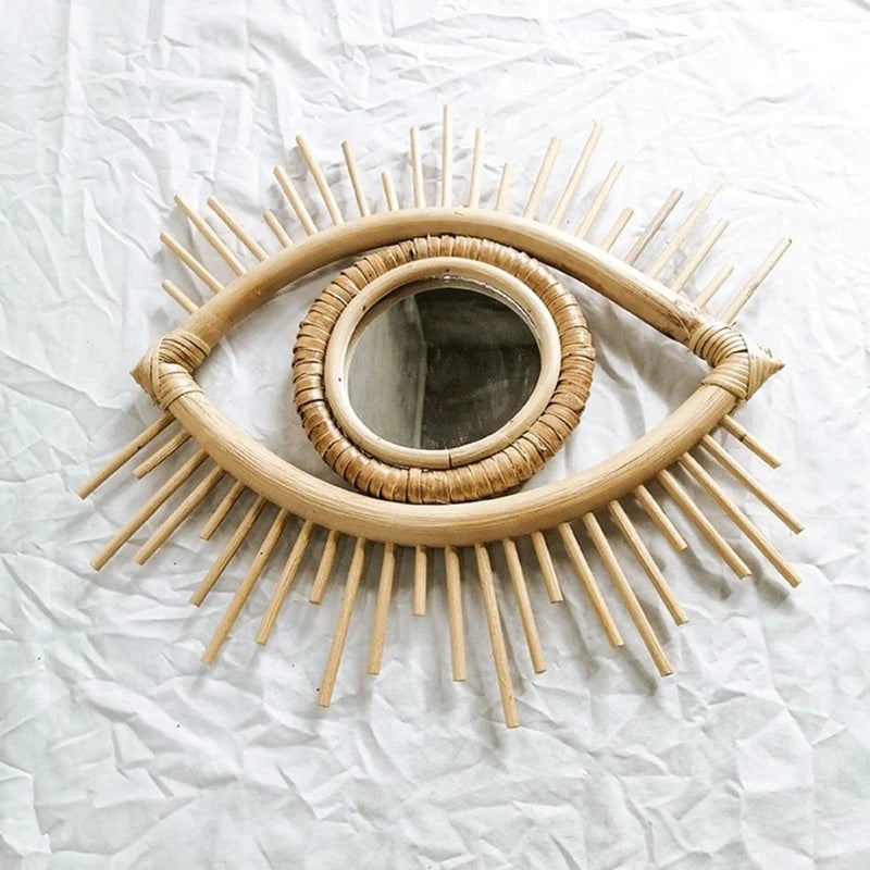 Miroir rotin en forme d'œil