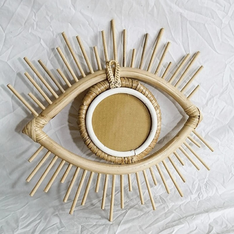 Miroir rotin en forme d'œil