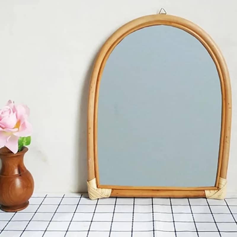 Miroir rotin rectangulaire de style vintage