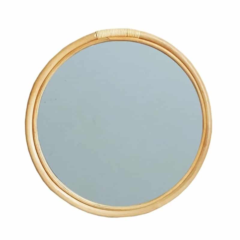 Miroir rotin rond et vintage