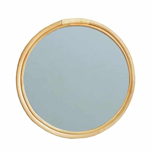 Miroir rotin rond et vintage