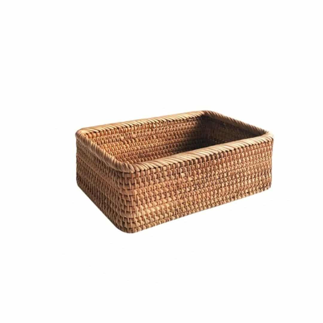 Panier rotin rectangulaire et compact