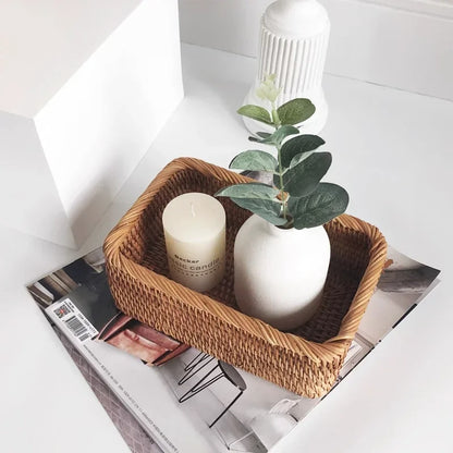 Panier rotin rectangulaire et compact