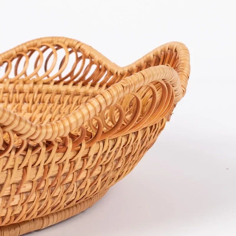 Panier rotin rond et artisanal